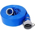thumbnail image 1 of CZBZ 3"X 100FT Pool Backwash Hose, Heavy Duty Reinforced Blue PVC Lay Flat Water Discharge Pump Hoses For Swimming Drain Pools and Clean Filters, with Aluminum Camlock C and E Fittings, 1 of 8