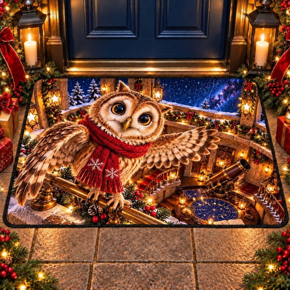 CZBZ 3D Christmas Rug Optical Illusion, Rectangular 3D Xmas Doormat, 16" x 24" Washable Christmas Carpet with Non-slip Silicone Backing for Entryway, Kitchen, Bedroom & Holiday Indoor Outdoor Decor