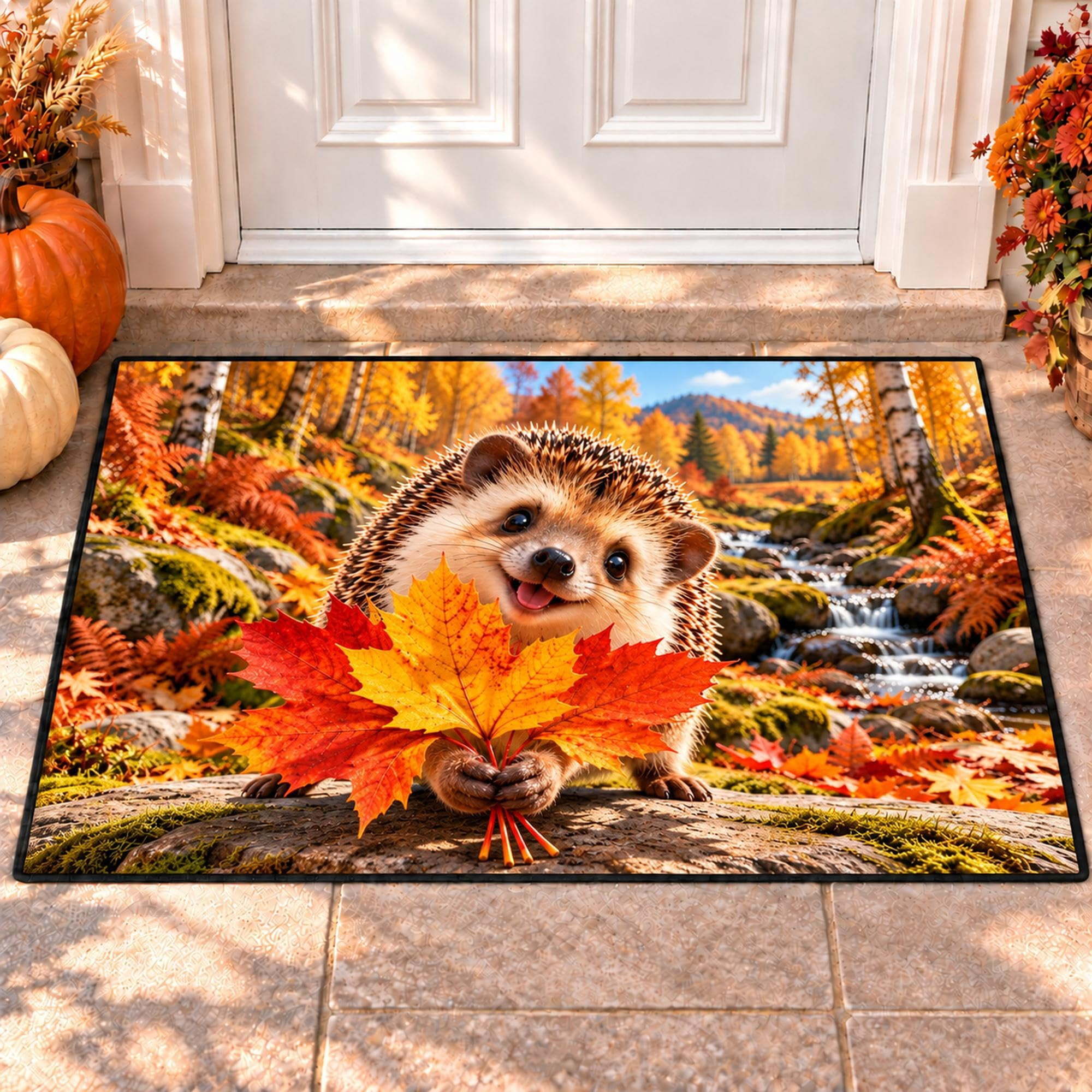 CZBZ 3D Fall Thanksgiving Rug, Washable Rectangular Welcome Doormat, 24 ...