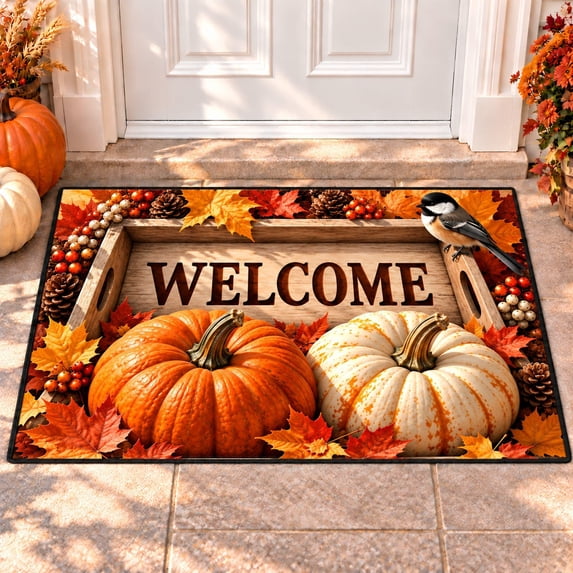 CZBZ 3D Fall Thanksgiving Rug, Washable Rectangular Welcome Doormat, 3 ...