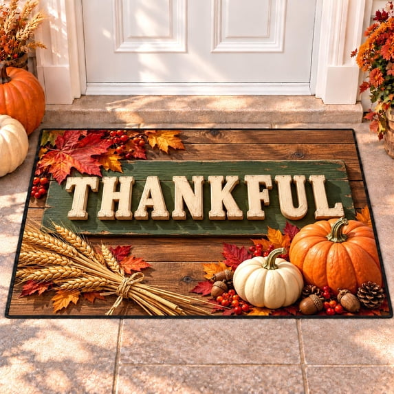 CZBZ 3D Fall Thanksgiving Rug, Washable Rectangular Welcome Doormat, 3 ...