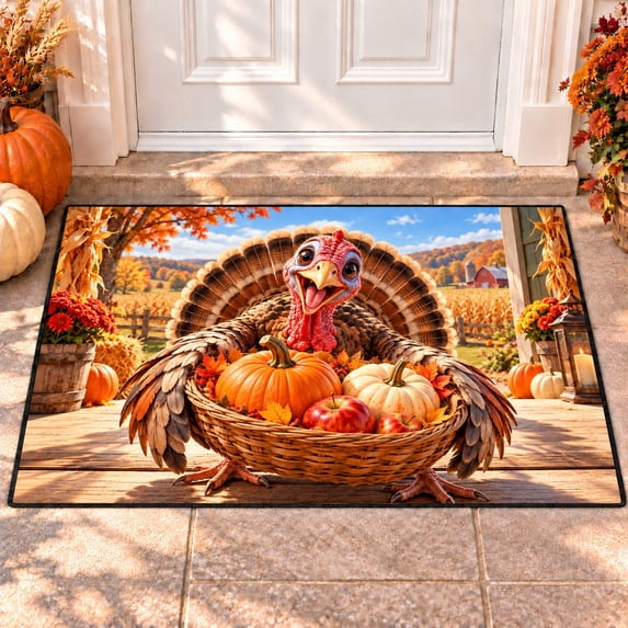 CZBZ 3D Fall Thanksgiving Rug, Washable Rectangular Welcome Doormat, 4 ...