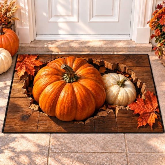 CZBZ 3D Fall Thanksgiving Rug, Washable Rectangular Welcome Doormat, 8 ...