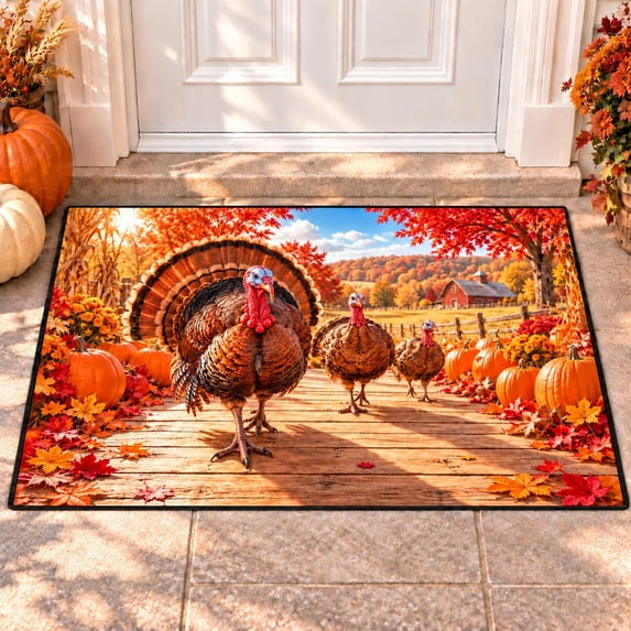 CZBZ 3D Fall Thanksgiving Rug, Washable Rectangular Welcome Doormat, 8 ...