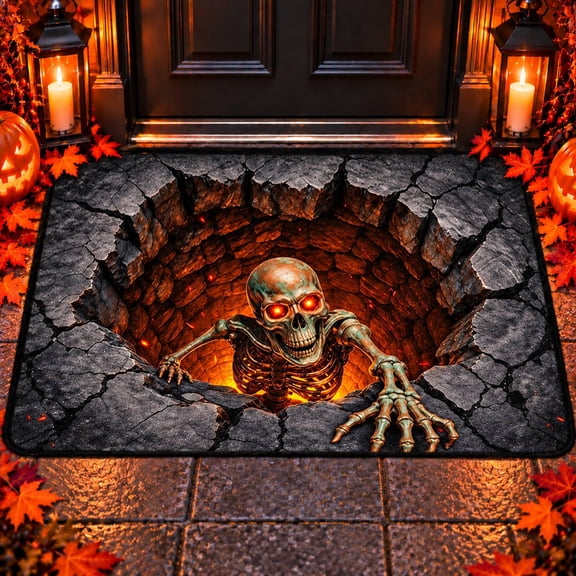 CZBZ 3D Halloween Rug, Optical Illusion Door Mat, 16" x 24" 3D Vortex Quilted Rectangular Halloween Carpet with Durable Fabric & Non-Slip Backing for Holiday Indoor and Outdoor Decor