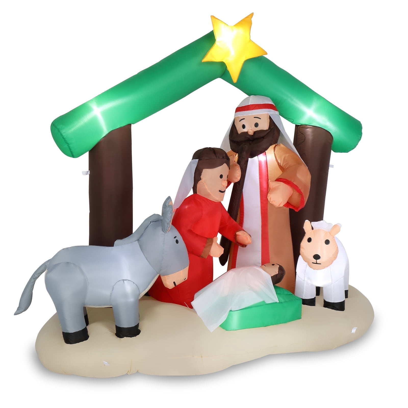 CZBZ 6FT Christmas Inflatables, Beads Inflatable Nativity Garden Jesus ...