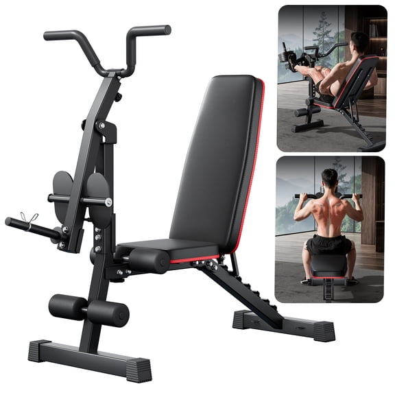 CZBZ Adjustable Weight Bench with Lat Pulldown & Leg Developer, 660 lbs Heavy Duty Strength Training Bench, Multi-Functional Workout Bench with Adjustable Backrest & Handle for Home Gym