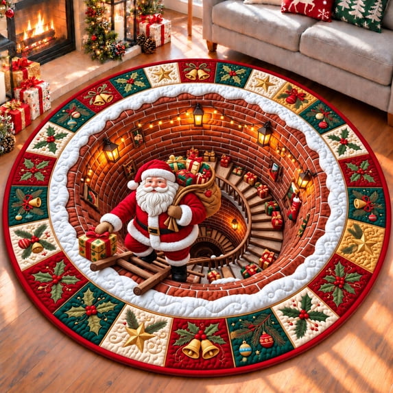CZBZ Christmas Rug, 3D Optical Illusion Round Christmas Area Rug, 6FT ...