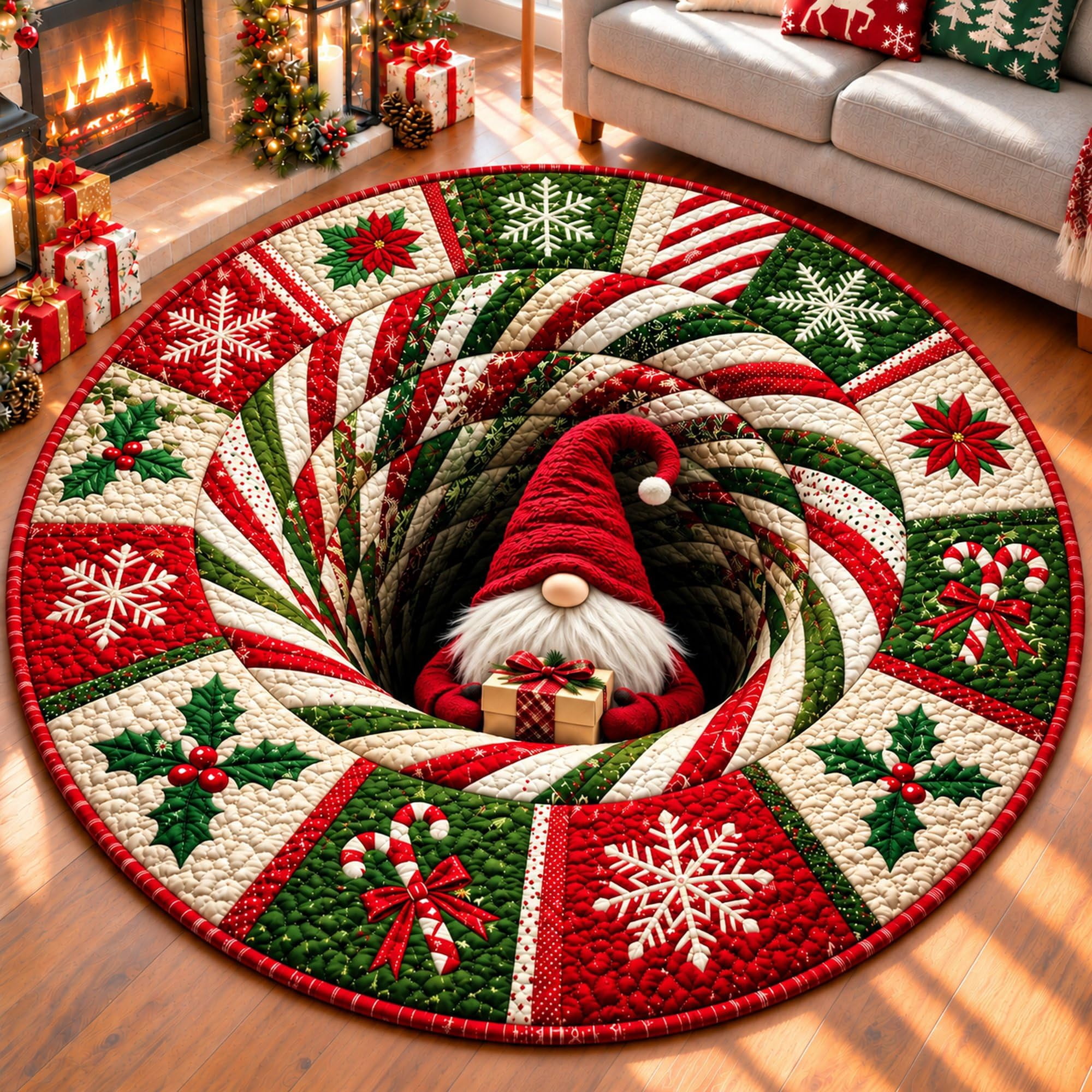 CZBZ Christmas Rug, 3D Optical Illusion Round Christmas Area Rug, 6FT ...