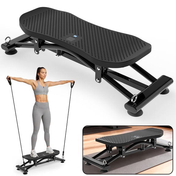 CZBZ Compact Sliding Ski Simulator with Resistance Bands, 300 LBS Capacity Non-Slip Ski Trainer for Home Gym, Full Body Cardio Workout for Core, Legs & Arms