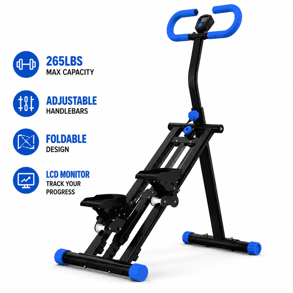 CZBZ Foldable Vertical Climber Exercise Machine, Adjustable Handlebar Stair Stepper with LCD Monitor, Low-Impact Full Body Cardio Climbing Machine, 265 lbs Capacity Home Gym Equipment