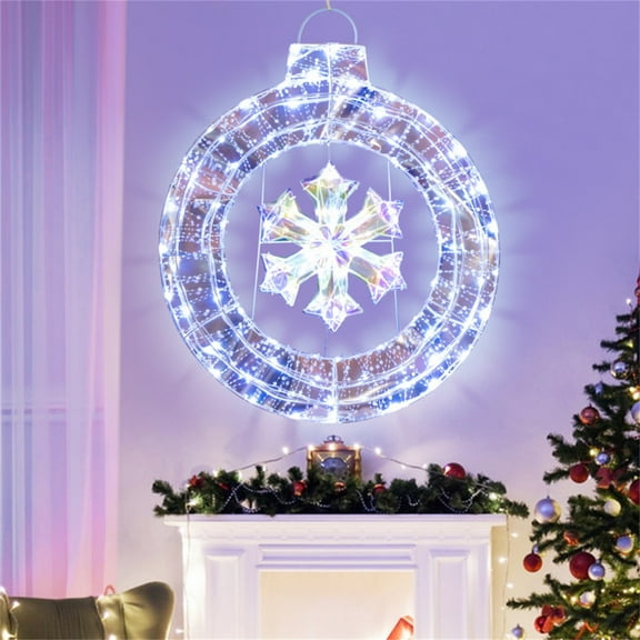 CZBZ Outdoor Christmas Yard Decorations, 33 Inch Lighted Snowflake Wreath Christmas Decoration, for Xmas Outdoor Holiday Indoor Decor