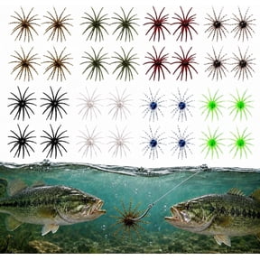 CZBZ Sea Urchin Baits Fishing Lures 32PCS, 4.33" Floating TPE Creature Baits for Bass Fishing, Soft Plastic Lure with Reflective Stars for Trout, Pike, Perch, Freshwater & Saltwater Fishing