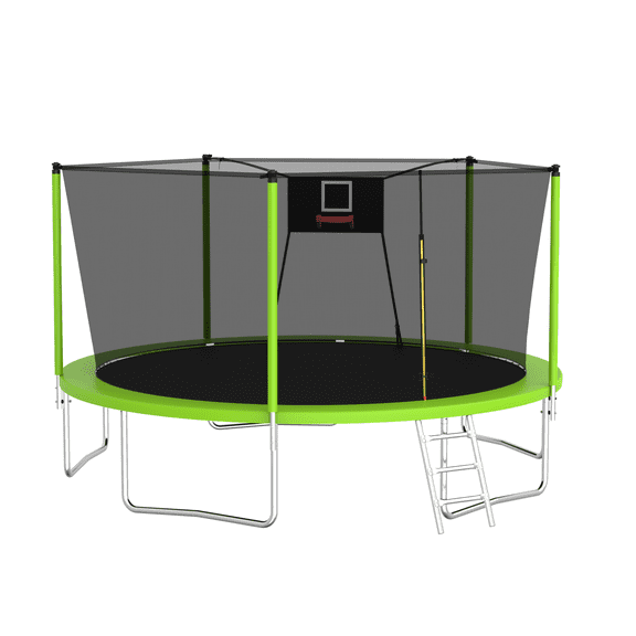 CZBZ Trampoline, 14FT Trampoline for Kids Adults with Basketball Hoop, Enclosure Net for Kids & Adults, Outdoor Heavy Duty Backyard Round Trampoline, Capacity 1320LBS
