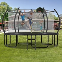 CZBZ Trampoline for Kids Adults, 15FT Outdoor Trampoline with Enclosure Net, Basketball Hoop, Ladder, Anti-Rust Coated Recreational Backyard Round Heavy Duty Trampoline