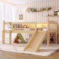thumbnail image 1 of CZBZ Twin Solid Wood Low Loft Bed with Storage Shelves & LED Lights, Natural Pine Wood High Sleeper with Full-Length Guardrails, 350LBS Capacity, No Box Spring Needed, Easy Assembly, Noise Free, 1 of 11