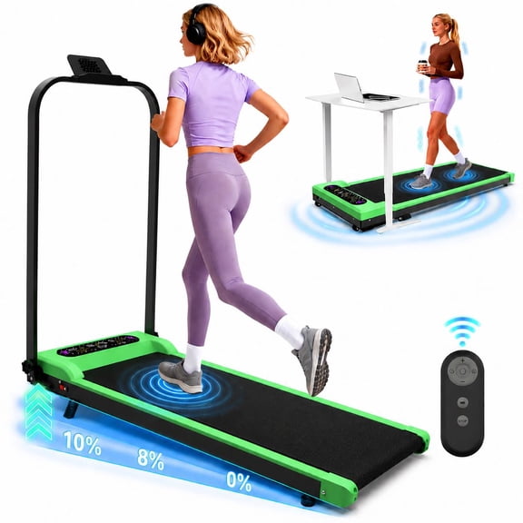 CZBZ Walking Pad Treadmill with Incline, Handle Bar & Vibration Plate, 3-in-1 Under Desk Treadmills for Home Office, 2.0HP Portable Foldable Walking, Jogging & Running Treadmill with Remote, 300LBS