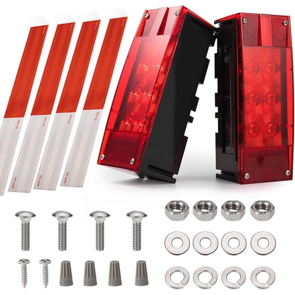 CZC AUTO 12V LED Trailer Lights, Submersible Low Profile Rectangular Tail Lights Waterproof for RV, Marine, Boat, Trailers