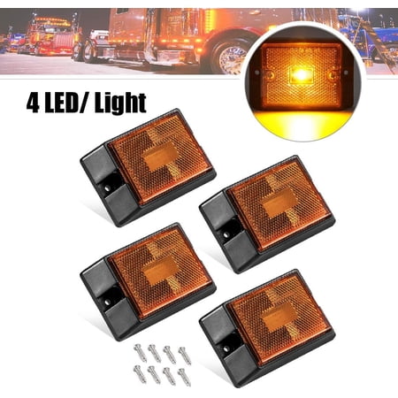 CZC AUTO 4 Pack Side Marker LED Amber Light Clearance Reflector Lamps - IP68 Waterproof
