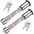 thumbnail image 1 of CZC AUTO Hitch Receiver Pin Lock Stainless 5/8 Inch Trailer Receiver Lock Keyed Alike for Class III IV 2 2-1/2 Inch Receiver Fit Hitch Bike Rack Tray Ball Tow Rope for Trailer Truck Car Boat 2 Pack 2 PACK Silver, 1 of 7