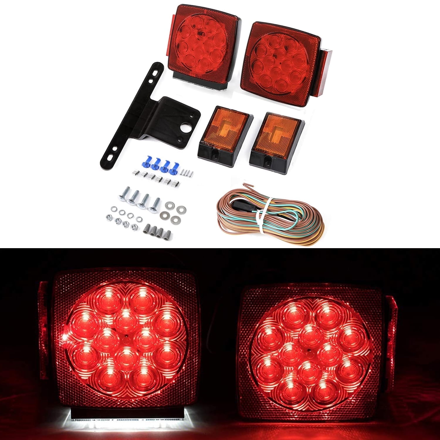 CZC AUTO LED Submersible Trailer Light Kit Dot Certified fits Boat for Under 80 Inch Trailer 12V