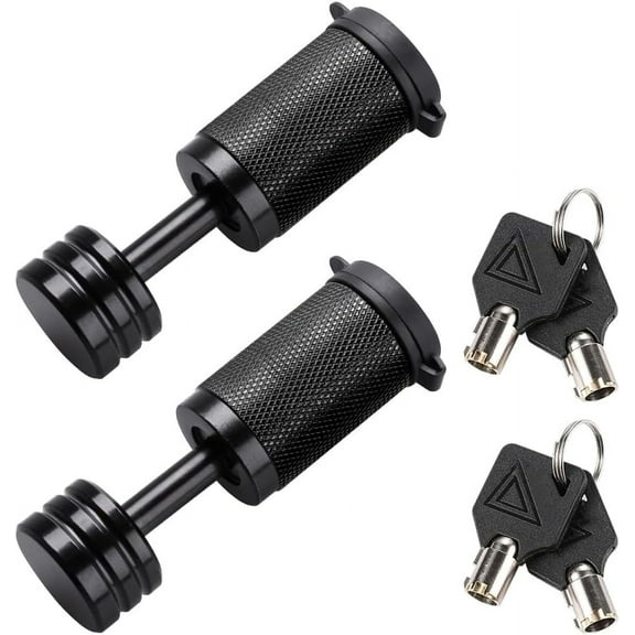 CZC AUTO Trailer Tongue Coupler Lock 1/4" Dia, 7/8" Span, Trailer Hitch Lock Fit Latch-Type Coupler, Black Trailer Pin Lock for Towing Trailer RV Car Boat Truck (2 Pack