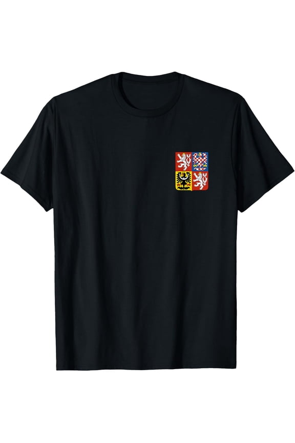CZECH REPUBLIC COAT OF ARMS CZECHIA FLAG T-ShirtMen and women, Black T-shirt, size: Extra large S-4XL