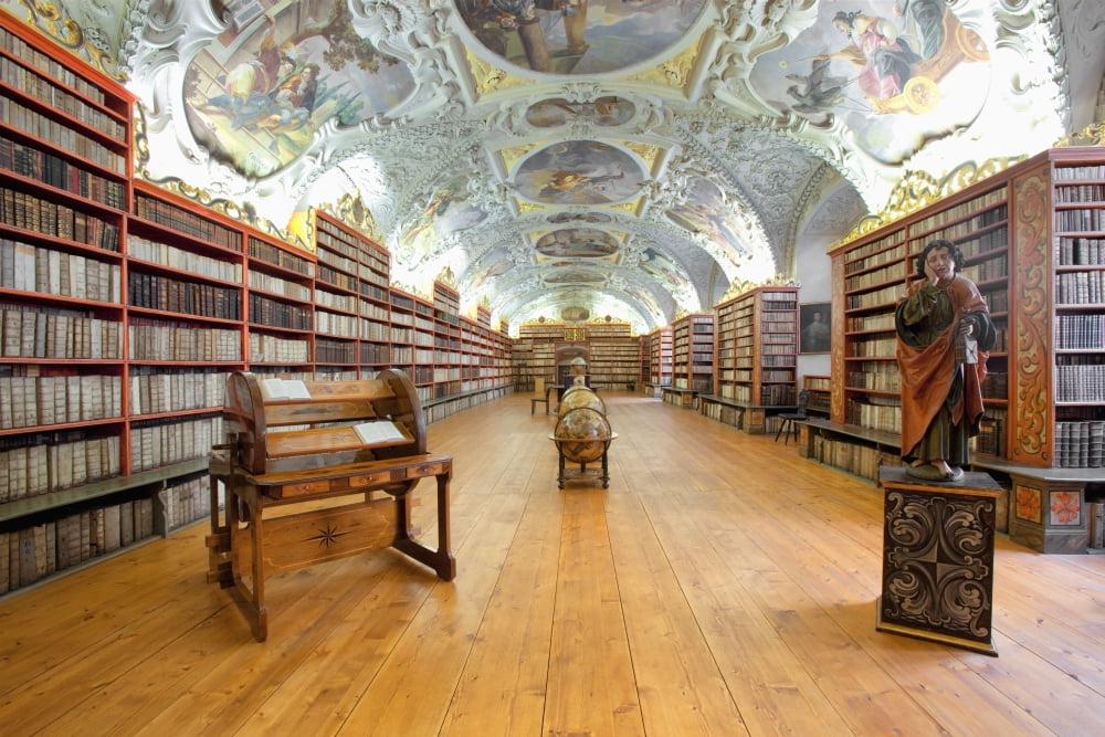CZECH REPUBLIC PRAGUE STRAHOV MONASTERY LIBRARY - THE THEOLOGICAL HALL Canvas Art - Panoramic Images (36 x 12)