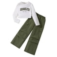 thumbnail image 1 of CZGDER Girls Clothes 2 Piece Outfit Ribbed T-Shirt Top Cargo Pants, Girls Fall Clothing Set, Dark Green Size 8-9 Years, 1 of 8