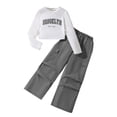 thumbnail image 1 of CZGDER Girls Clothes 2 Piece Outfit Ribbed T-Shirt Top Cargo Pants, Girls Fall Clothing Set, Grey Size 10-11 Years, 1 of 8