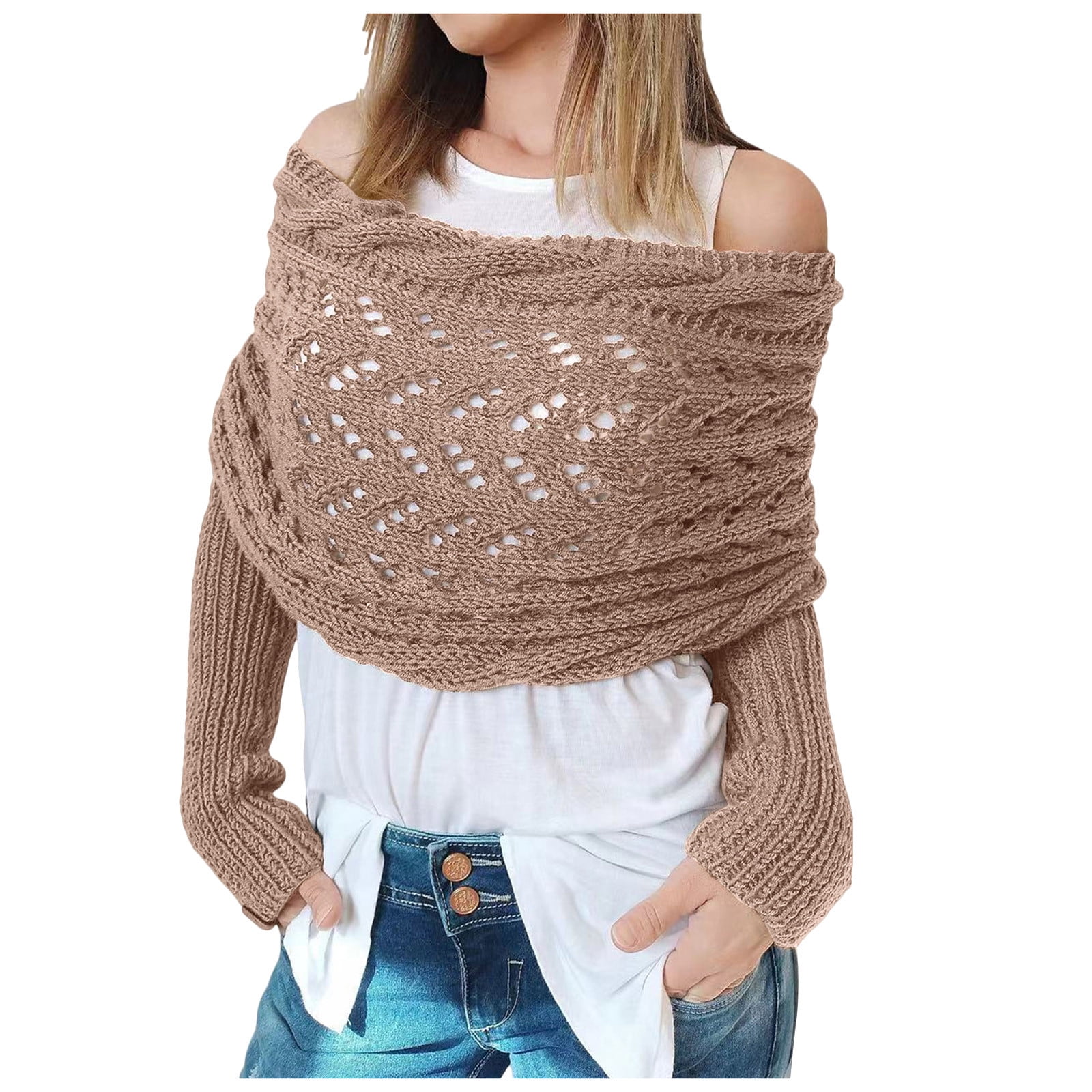 CZGDER Knitted Cable Wrap,Shrugs For Women,Multifunctional Scarf with