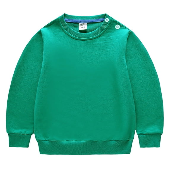 CZGDER Sweatshirt for Girls Toddler Infant Crewneck Thin Long Sleeve Cotton Pullover Tops Kids Solid, Green Size 4-5 Years
