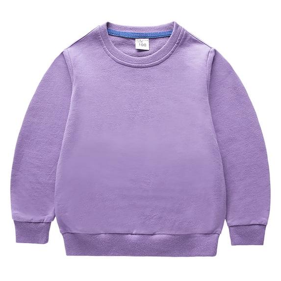 CZGDER Sweatshirt for Girls Toddler Infant Crewneck Thin Long Sleeve Cotton Pullover Tops Kids Solid, Purple Size 5-6 Years