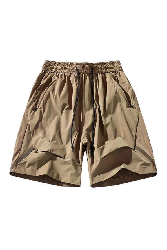 Jogger Shorts Men Summer Mountain Camping Zipper Large Pocket Cargo Shorts Men Fashion All Casual Shorts Men Brown L2