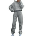 thumbnail image 1 of CZHJS 2 Piece r Hoodies Sets Cozy Fall Sets Sweatshirt Jogger Pants Long Sleeve Outfits Sets Solid Color Love Heart Print Sweatpants Sets for Women Sweat Tracksuit Zip Up Hooded Jackets With Pockets, 1 of 4