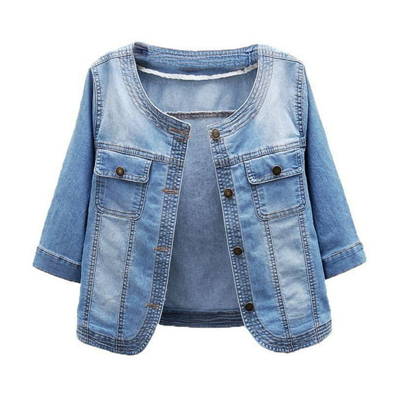 CZHJS Back to School Clothes Women's Button up Jean Shirt Long Sleeve Warm Jacket Lady Casual Jackets Winter Clothes Notch Stand Collared Jean Coat Trendy Solid Color Denim Light Blue XXXL