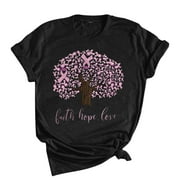 Ruziyoog Women's Breast Cancer Awareness T-Shirts in October We