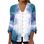 CZHJS Cardigan Sweaters for Women Lightweight Plus Size Long Sleeve Front Open Color Block Knitted Long Jacket Clothing For Fall