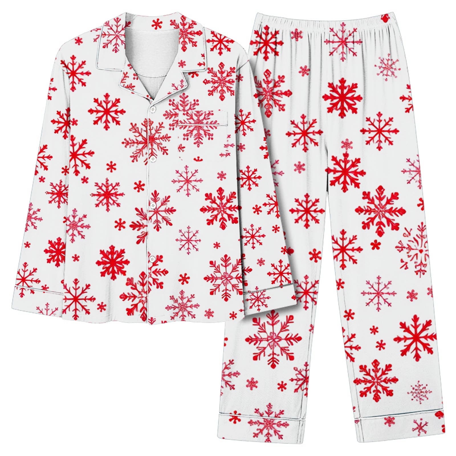 CZHJS Christmas Pajama Wide Leg Pants and Button Down Collared Shirts ...