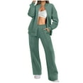 thumbnail image 1 of CZHJS Cozy Fall Sets Sweatshirt Jogger Pants 2 Piece r Hoodies Sets Sweatpants Sets for Women Zip Up Hooded Jackets With Pockets Solid Color Love Heart Print Sweat Tracksuit Long Sleeve Outfits Sets, 1 of 9