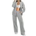 thumbnail image 1 of CZHJS Cozy Fall Sets Sweatshirt Jogger Pants 2 Piece r Hoodies Sets Sweatpants Sets for Women Zip Up Hooded Jackets With Pockets Solid Color Love Heart Print Sweat Tracksuit Long Sleeve Outfits Sets, 1 of 9