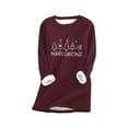 thumbnail image 1 of CZHJS Fleece Sherpa Line Loungewear Loose Tunic Round Neck Pullover Plus Size Tops Long Sleeve T Shirts Womens Fall Fashion Solid Color Sweatshirts Western Tops&nbsp; Wine XXXL, 1 of 6