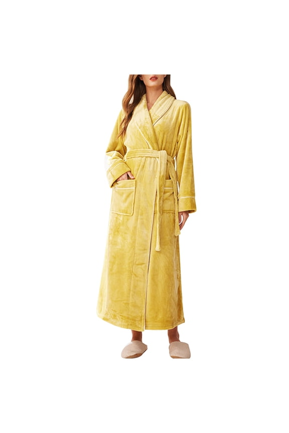 Spa Plush Pajama Long Robe&nbsp; Warm Winter Nightdress Lounge Robe Womens Nightgown Pj Robe Pajamas for Women Bathrobe Plus Size Fuzzy Fluffy Long Housecoat Fleece Sleep Wear