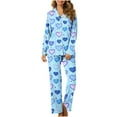 thumbnail image 1 of CZHJS Valentine's Day Matching Outfits Pajamas for Women Long Sleeve Party Holiday Loungewear Womens Pj Sets Pajama Wide Leg Pants and Button Down Collared Shirts Sets2 Piece Plus Size, 1 of 7