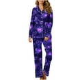 thumbnail image 1 of CZHJS Valentine's Day Matching Outfits Pajamas for Women Long Sleeve Party Holiday Loungewear Womens Pj Sets Pajama Wide Leg Pants and Button Down Collared Shirts Sets2 Piece Plus Size, 1 of 7