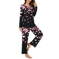 thumbnail image 1 of CZHJS Valentine's Day Matching Outfits Pajamas for Women Set Long Sleeve Festival Party Holiday Loungewear Womens Pj Sets Pajama Wide Leg Pants and Scoop Neck Shirts Sets&nbsp; 2 Piece Plus Size, 1 of 7