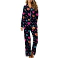 thumbnail image 1 of CZHJS Valentine's Day Pajamas for Women Plus Size Womens Long Sleeve Party Holiday Loungewear Pajama Wide Leg Pants and Button Down Collared Shirts Sets2 Piece Pj Sets Matching Outfits, 1 of 7