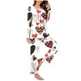 thumbnail image 1 of CZHJS Valentine's Day Pajamas for Women Set Long Sleeve Festival Party Holiday Loungewear Matching Outfits Womens Pajama Wide Leg Pants and Scoop Neck Shirts Sets&nbsp; 2 Piece Pj Sets Plus Size, 1 of 7