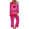 thumbnail image 1 of CZHJS Valentine's Day Pajamas for Women Set Plus Size Womens Long Sleeve Festival Party Holiday Loungewear Pajama Wide Leg Pants and Scoop Neck Shirts Sets&nbsp; 2 Piece Pj Sets Matching Outfits, 1 of 3