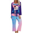 thumbnail image 1 of CZHJS Valentine's Day Pajamas for Women Set Plus Size Womens Long Sleeve Festival Party Holiday Loungewear Pajama Wide Leg Pants and Scoop Neck Shirts Sets&nbsp; 2 Piece Pj Sets Matching Outfits, 1 of 3